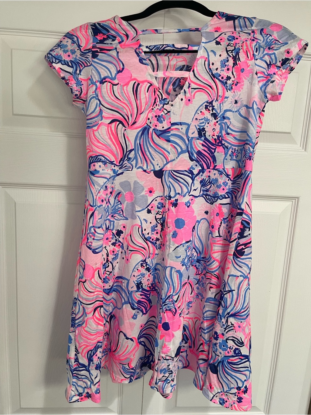 Lilly Pulitzer Pink, Blue & Navy Floral Cap-Sleeve Girls Dress